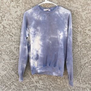 PROJECT SOCIAL T Tie Die Blue and White Pullover Crewneck Sweatshirt